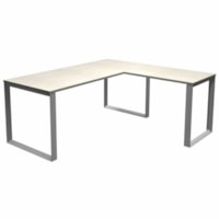 HDL Innovations Table Desk - 71" x 65" x 29" - Material: Laminate, Metal - Finish: Laminate, Silver, Winter Wood - For Dorm Room, Business, Office