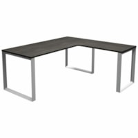 HDL Innovations 71" L-Shape Table Desk with Silver Loop Legs, Grey Dusk - 71" x 65" x 29" - Material: Laminate, Metal - Finish: Laminate - Gray Dusk Table Top - For Commercial, Dorm Room, Business, Office, Home Office