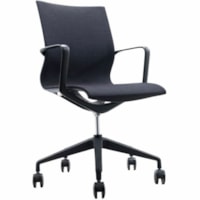 HDL Barcelona Mid-Back Task/Meeting Chair, Black - Black Polyester Seat - Black Mesh Back - Black Plastic Frame - Mid Back - Black - 1.0