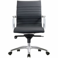 HDL Iris Mid-Back Task/Meeting Chair, Black - Black Polyester Seat - Black Polyurethane Back - Chrome Aluminum Frame - Mid Back - Black - 1.0