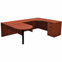 HDL Innovations Desk/Bridge/Return/Credenza Set - x 65" (1651 mm) x 100.5" (2552.70 mm) x 1" (25.40 mm) x 0.8" (19.05 mm), 29" (736.60 mm) Top, Modesty Panel - 3 x File, Box Drawer(s) - Single Pedestal - Material: Laminate - Finish: Autumn Maple - Modesty Panel, Cord Management, Ball Bearing Glide, 