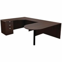 Ensemble bureau/pont/retour/crédence Innovations En forme de U HDL - x 65 po (1651 mm) x 100,5 po (2552,70 mm) x 1 po (25,40 mm) x 29 po (736,60 mm) Haut - 3 Tiroir(s) - Unité Piédestal - Tissu: Stratifié - Finition: Evening Zen - Panneau de fond, Tirour verrouillable, Gl