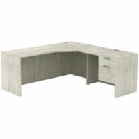 HDL Innovations Desk/Return/Pedestal Set - x 71" (1803.40 mm) x 71" (1803.40 mm) x 1" (25.40 mm) x 0.8" (19.05 mm), 29" (736.60 mm) Top, Modesty Panel - 2 Drawer(s) - Band Edge - Material: Laminate - Finish: Winter Wood, Laminate, Silver - Lockable, Locked Storage Unit, Modesty Panel, Edge Banding -