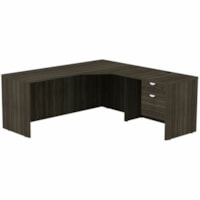 HDL Innovations Desk/Return/Pedestal Set - x 71" (1803.40 mm) x 71" (1803.40 mm) x 1" (25.40 mm), 0.8" (19.05 mm) x 29" (736.60 mm) Top, Modesty Panel - 2 Drawer(s) - Band Edge - Material: Laminate - Finish: Laminate, Gray Dusk, Silver - Ball Bearing Slide, Lockable, Lockable Drawer, Storage Cabinet