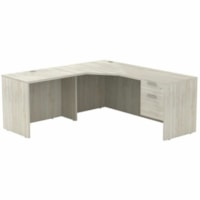 HDL Innovations Desk/Return/Pedestal Set - x 71" (1803.40 mm) x 71" (1803.40 mm) x 1" (25.40 mm) x 0.8" (19.05 mm), 29" (736.60 mm) Top, Modesty Panel - 2 Drawer(s) - Band Edge - Material: Laminate - Finish: Winter Wood, Laminate - Lockable, Locked Storage Unit - For Commercial