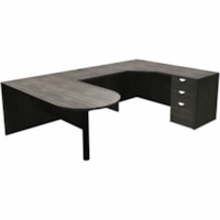 Ensemble bureau/pont/retour/crédence En forme de U HDL - x 65 po (1651 mm) x 100,5 po (2552,70 mm) x 1 po (25,40 mm), 0,8 po (19,05 mm) x 29 po (736,60 mm) Haut, Panneau de fond - 3 x Dossier, boîte Tiroir(s) - Tissu: Stratifié - Finition: Gris du soir - Tirour verrouillable, Gestion d