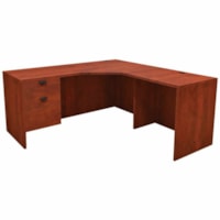 HDL Innovations Desk/Return/Pedestal Set - 1" Top, 0.8" Modesty Panel, 65" x 65"29" - 2 Drawer(s)Left/Right Side - Band Edge - Material: Laminate - Finish: Autumn Maple, Laminate - Modesty Panel, Edge Banding, Lockable Drawer, Cord Management, Locked Storage Unit, Ball Bearing Glide, Lockable, Left-