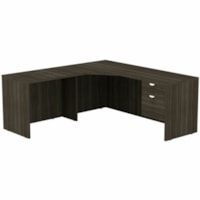 HDL Innovations Desk/Return/Pedestal Set - x 71" (1803.40 mm) x 71" (1803.40 mm) x 1" (25.40 mm), 0.8" (19.05 mm) x 29" (736.60 mm) Top, Modesty Panel - 2 Drawer(s) - Band Edge - Material: Laminate - Finish: Laminate, Gray Dusk - Ball Bearing Slide, Lockable, Lockable Drawer, Storage Cabinet - For M