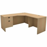 HDL Innovations Desk/Return/Pedestal Set - 65" x 65"29" , 1" Top, 0.8" Modesty Panel - 2 Drawer(s) - Band Edge - Material: Laminate - Finish: Laminate, Hardrock Maple - Cable Management, Lockable, Lockable Drawer, Storage Cabinet, Ball Bearing Glide, Modesty Panel - For Monitor, File