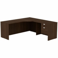 HDL Innovations Desk/Return/Pedestal Set - 71" (1803.40 mm) x 71" (1803.40 mm) x 1" (25.40 mm), 0.1" (2 mm), 0.8" (19.05 mm) x 29" (736.60 mm) Top, Edge, Modesty Panel - 2 Drawer(s) - Band Edge - Material: Laminate - Finish: Evening Zen, Laminate - Ball Bearing Slide, Lockable, Lockable Drawer, Stor