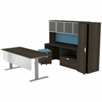 HDL Innovations Office Furniture Suite - x 84.3" (2139.95 mm) x 94.3" (2393.95 mm) x 65" (1651 mm) - 2 Drawer(s) - Band Edge - Material: Laminate - Finish: Gray Dusk, Laminate - Lockable, Lockable Drawer, Durable, Leveler - For Commercial