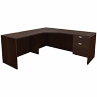 HDL Innovations Desk/Return/Pedestal Set - 1" Top, 0.8" Modesty Panel, 71" x 71"29" - 2 Drawer(s) - Band Edge - Material: Laminate - Finish: Evening Zen, Laminate - Modesty Panel, Edge Banding, Lockable, Ball Bearing Glide, Locked Storage Unit, Lockable Drawer, Cord Management - For Commercial