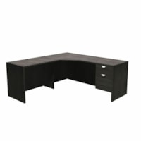 HDL Desk/Return/Pedestal Set - 1" Top, 0.8" Modesty Panel, 71" x 71"29" - 2 Drawer(s) - Band Edge - Material: Laminate - Finish: Laminate, Gray Dusk - Lockable, Lockable Drawer, Ball Bearing Glide, Modesty Panel, Right-handed Configuration, Cable Management - For File