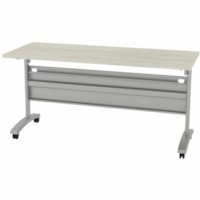 HDL Levels 23-3/4" x 59" Flip Top Mobile Training Table, Winter Wood - x 59" (1498.60 mm) x 23.75 x 29" (736.60 mm) - 0 Drawer(s) - Band Edge - Finish: Winter Wood - Flip Top, Mobility, Modesty Panel, Cable Management, Heavy Duty, Locking Casters, Keyboard Tray - For Training, Commercial