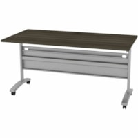 HDL Flip Top Mobile Training Table - x 59" (1498.60 mm) x 29.5" (749.30 mm) x 29" (736.60 mm) - Band Edge - Material: Thermofused Laminate (TFL), Metal - Finish: Gray Dusk, Laminate, Silver - Flip Top, Mobility, Durable, Edge Banding, Modesty Panel, Cable Management, Heavy Duty, Locking Casters, Cor