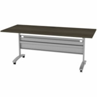 HDL Levels Training Table - 0.1" Edge, 71" x 29.5"29" - Band Edge - Material: Laminate - Finish: Gray Dusk, Laminate - Mobility, Flip Top, Cable Management, Durable, Modesty Panel, Heavy Duty, Locking Casters - For Training