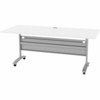 HDL Levels 29-1/2" x 71" Flip Top Mobile Training Table, Pure White - Band Edge - Material: Laminate - Finish: Pure White, Laminate - Durable, Cable Management, Heavy Duty, Locking Casters, Perforated Modesty Panel, Flip Top - For Commercial, Training