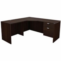 HDL Innovations Desk/Return/Pedestal Set - 1" Top, 0.8" Modesty Panel, 65" x 65"29" - 2 Drawer(s) - Band Edge - Material: Laminate - Finish: Evening Zen, Laminate - Lockable, Storage Cabinet, Lockable Drawer, Ball Bearing Glide, Modesty Panel, Right-handed Configuration, Cable Management - For Monit