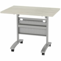 HDL Levels Training Table - x 35.5" (901.70 mm) x 23.8" (603.25 mm) x 0.1" (2 mm) x 29" (736.60 mm) Edge - Band Edge - Material: Laminate - Finish: Winter Wood, Laminate - Mobility, Flip Top, Cable Management, Durable, Modesty Panel, Heavy Duty, Locking Casters - For Training