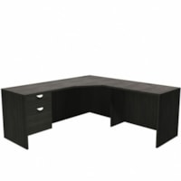 HDL Innovations Desk/Return/Pedestal Set - x 71" (1803.40 mm) x 71" (1803.40 mm) x 1" (25.40 mm), 0.8" (19.05 mm) x 29" (736.60 mm) Top, Modesty Panel - 2 Drawer(s) - Band Edge - Material: Laminate - Finish: Laminate, Gray Dusk - Cable Management, Lockable, Lockable Drawer, Ball Bearing Glide, Modes