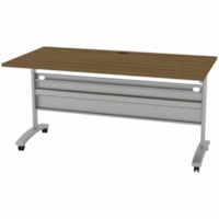 HDL Levels Training Table - x 59" (1498.60 mm) x 29.5" (749.30 mm) x 29" (736.60 mm) - Band Edge - Material: Thermofused Laminate (TFL), Metal - Finish: Laminate, Black Walnut - Flip Top, Mobility, Durable, Edge Banding, Modesty Panel, Cable Management, Heavy Duty, Locking Casters, Cord Management, 