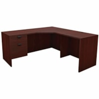 HDL Innovations Desk/return set - x 65" x 65" x 29" - 2 x File, Box Drawer(s) - Single Pedestal on Left/Right Side - Band Edge - Material: Laminate - Finish: Laminate, Royal Mahogany - Left-handed Configuration, Modesty Panel, Edge Banding, Cord Management, Lockable Drawer, Ball Bearing Glide - For 