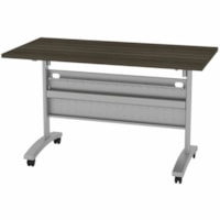 HDL Levels 23-3/4" x 47-1/4" Flip Top Mobile Training Table, Grey Dusk - x 47.3" (1200.15 mm) x 23.8" (603.25 mm) x 29" (736.60 mm) - 0 Drawer(s) - Material: Laminate - Finish: Gray Dusk - Keyboard Tray, Cord Management, Flip Top, Mobility - For Training, Commercial