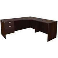 HDL Innovations Desk/Return/Pedestal Set - 1" Top, 0.8" Modesty Panel, 71" x 71"29" - 2 Drawer(s) - Band Edge - Material: Laminate - Finish: Laminate, Evening Zen - Cable Management, Lockable, Lockable Drawer, Ball Bearing Glide, Modesty Panel - For File