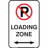 Safety Media Aluminum Parking Sign, No Parking - Loading Zone, Black/Red on White - "No Parking - Loading Zone" Print/Message - 12" (304.80 mm) Width x 18" (457.20 mm) Height - Rectangular Shape - Black, Red Print/Message Color - Durable, Single Sided, Hanging Hole, Pre-printed, Anti-reflective - Pa