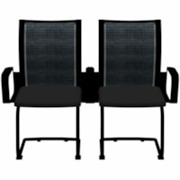 HDL Lexi Mesh Back Guest Chairs, Black Fabric Seat with Mesh Back, Carton of 2 - Black Fabric Seat - Black Mesh Back - Black Steel Frame - Mid Back - Cantilever Base - Black - 2.0