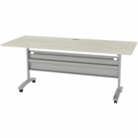 HDL Levels Training Table - 71" x 29.5" x 29" - 0 Drawer(s) - Material: Laminate - Finish: Laminate, Winter Wood - Flip Top, Mobility, Edge Banding, Modesty Panel, Cable Management, Heavy Duty, Locking Casters, Keyboard Tray, Durable, Grommet - For Commercial