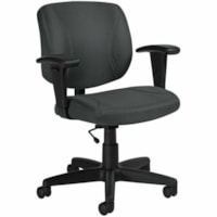 Offices To Go Yoho Low-Back Task Chair, Charcoal Grey, Quilt Fabric - Quilted Fabric Seat - Black Fabric Back - Black Frame - Low Back - Charcoal - Fabric