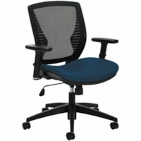 Offices To Go Stradic Mid-Back Tilter Chair, Navy Blue Quilt Fabric Seat/Black Mesh Back - Black Mesh Back