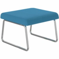 Offices To Go Locate Modular Lounge Seating Single Seater Bench - Fabric Seat - Fabric Back - Silver Frame - Sky Blue - Fabric