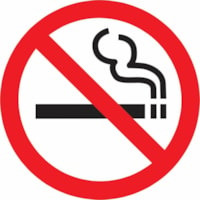 Safety Media No Smoking Symbol Sign, Indoor Use - Print/Message "(NO SMOKING SYMBOL)" - 3" (76.20 mm) Width x 3" (76.20 mm) Height - Square Shape - Black, Red Print/Message Color - Self-adhesive, Pre-printed - Indoor, Safety, Sign - Vinyl - 1 / Unit