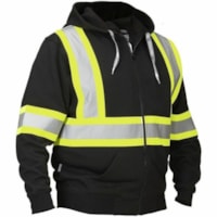 Forcefield Deluxe Hi Vis Safety Hoodie, Attached Hood - Recommended for: Vehicle - X-Large Size - Zipper Closure - Polyester, Plastic - Black - Attached Hood, Anti-pill, Heavy Duty, 2-layered - 1 / Unit