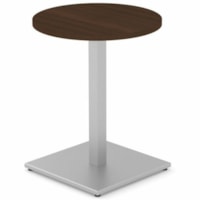 HDL Innovations 23-3/4" Round Table with Square Metal Base, Evening Zen/Silver - Evening Zen Round Top - Silver Square, Powder Coated Base - Modern Style - Cafeteria, Breakroom, Classroom - Assembly Required - Evening Zen, Silver, Laminated - Laminate - Laminate Top Material - 1