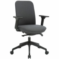 HDL Pavlos Petite Mid-Back Task/Meeting Chair, Charcoal - Charcoal Fabric Seat - Charcoal Fabric Back - Black Plastic Frame - Mid Back - Black - 1.0