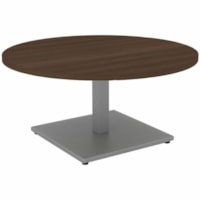 Table basse Innovations Plateau de table rond HDL - Bandeau Bord - Tissu: Stratifié - Finition: Evening Zen, Stratifié - Evening Zen, Argenté Haut de la table - Résistant - Pour Café