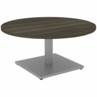 Table basse Innovations Plateau de table rond HDL - x 35,5 po (901,70 mm) x 35,5 po (901,70 mm) x 16,8 po (425,45 mm) - Bandeau Bord - Tissu: Stratifié - Finition: Stratifié - Gris du soir Haut de la table - Résistant, Bande de chant, Leveler - Pour Café, Commercial