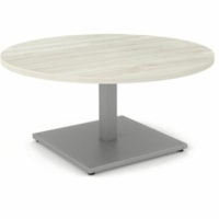 Table basse Innovations Plateau de table rond HDL - Bandeau Bord - Tissu: Stratifié - Finition: Bois d'hiver, Stratifié - Bois d'hiver, Argenté Haut de la table - Résistant - Pour Café