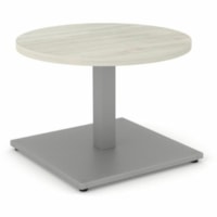 Table basse Innovations Plateau de table rond HDL - Bandeau Bord - Tissu: Stratifié - Finition: Bois d'hiver, Stratifié - Bois d'hiver, Argenté Haut de la table - Résistant - Pour Café