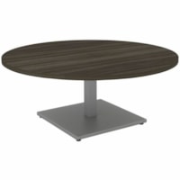 HDL Innovations 41-1/2" Round Coffee Table with Square Metal Base, Grey Dusk/Silver - Band Edge - Material: Laminate - Finish: Gray Dusk, Silver, Laminate - Gray Dusk Table Top - Durable - For Coffee