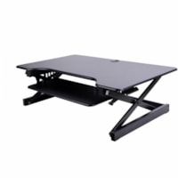 Rocelco 40" Adjustable Desk Riser with EVR - 40 lb (18143.69 g) Load Capacity - 40" (1016 mm) Width x 23.60" (599.44 mm) Depth - Freestanding - Matte - Metal, Steel, Medium Density Fiberboard (MDF) - Black - For Notebook, Monitor - Adjustable, Sit-stand, Ergonomic, Retractable, Keyboard Tray, Gromme