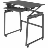 Rocelco 40"W-20"H Deluxe Adjustable Desk Riser-Mobile Floor Stand - 28.5" (723.90 mm) x 36.8" (933.45 mm) Floor Stand, 23.5" (596.90 mm) x 40" (1016 mm) Desktop - Material: Steel, Medium Density Fiberboard (MDF) - Finish: Black - Mobility, Grommet, Cable Management, Rugged, Heavy Duty, Locking Caste