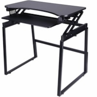 Rocelco 32" Height-Adjustable Desk Riser with Floor Stand, Black - 13.61 kg Load Capacity - 28.30" (718.82 mm) Depth - Floor Stand, Freestanding - Matte - Medium Density Fiberboard (MDF) - Black - For Notebook, Monitor - Ergonomic, Keyboard Tray, Heavy Duty, Retractable