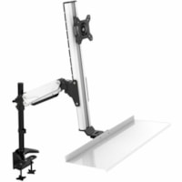 Rocelco Sit-Stand Desk Mount for Monitor, Workstation, Computer, Keyboard, Mouse - Black - Height Adjustable - 27" Screen Support - 24 lb (10886.22 g) Load Capacity - Steel, Aluminum - 1 Unit