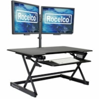 Rocelco 40" Adjustable Desk Riser, Double Monitor Arm and Anti-Fatigue Mat - 1 Unit