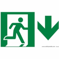 Safety Media - Print/Message "Running Man" , "EXIT (ARROW DOWN)" - Durable, Double-sided Tape, Easy Installation, Non-toxic, Washable, Pre-printed, Easy to Use, Easy to Clean, Glow-in-the-dark, Non-radioactive, Explosion Proof - Safety, Sign - Photoluminescent Plastic/ Unit