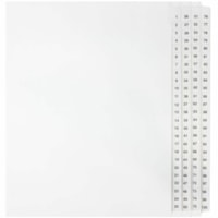 Mark Maker White Legal Index Tabs # 1-100, 1/25th Cut, With Numbered Sets, Letter Size - 1/25 - 1-100 - 11" Tab Height x 8.50" Tab Width - Letter - White Mylar, Paper Tab(s) - Pre-printed, Mylar Reinforcement, Laminated, Unpunched - 1 / Unit